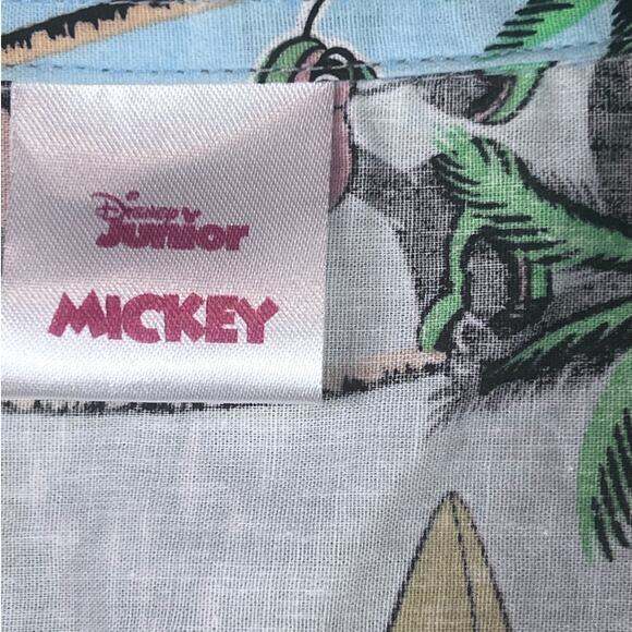 Disney Junior Mickey Mouse Hawaiian Shirt Kids Size 18/20 Blue Button Up Surf - Picture 7 of 9